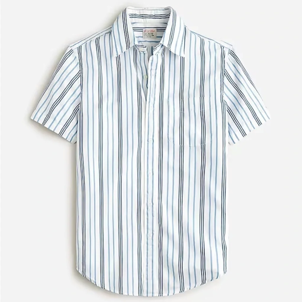 J crew classic blue Short-sleeve Secret Wash cotton poplin shirt point collar
